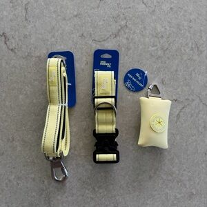 Yellow Reflective Dog Leash, Collar & Waste Bag Holder Set